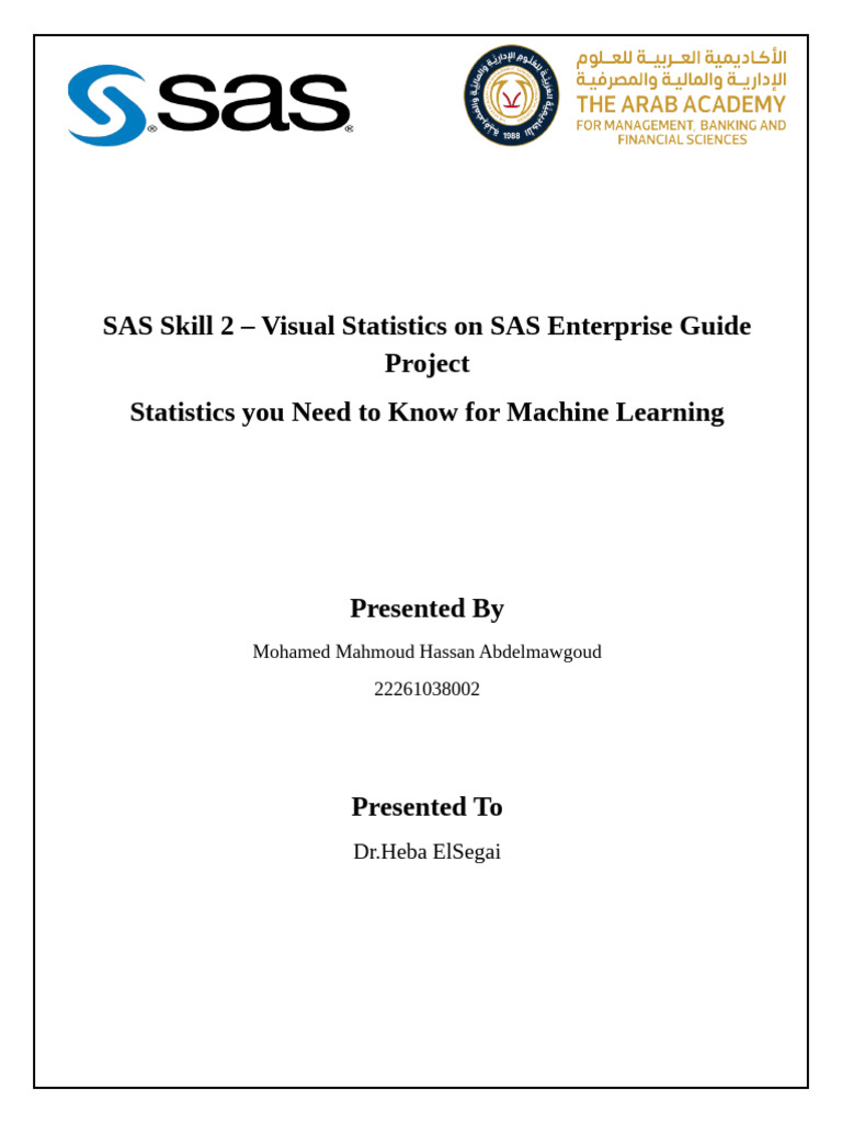 SAS Visual Statistics for Machine Learning | PDF
