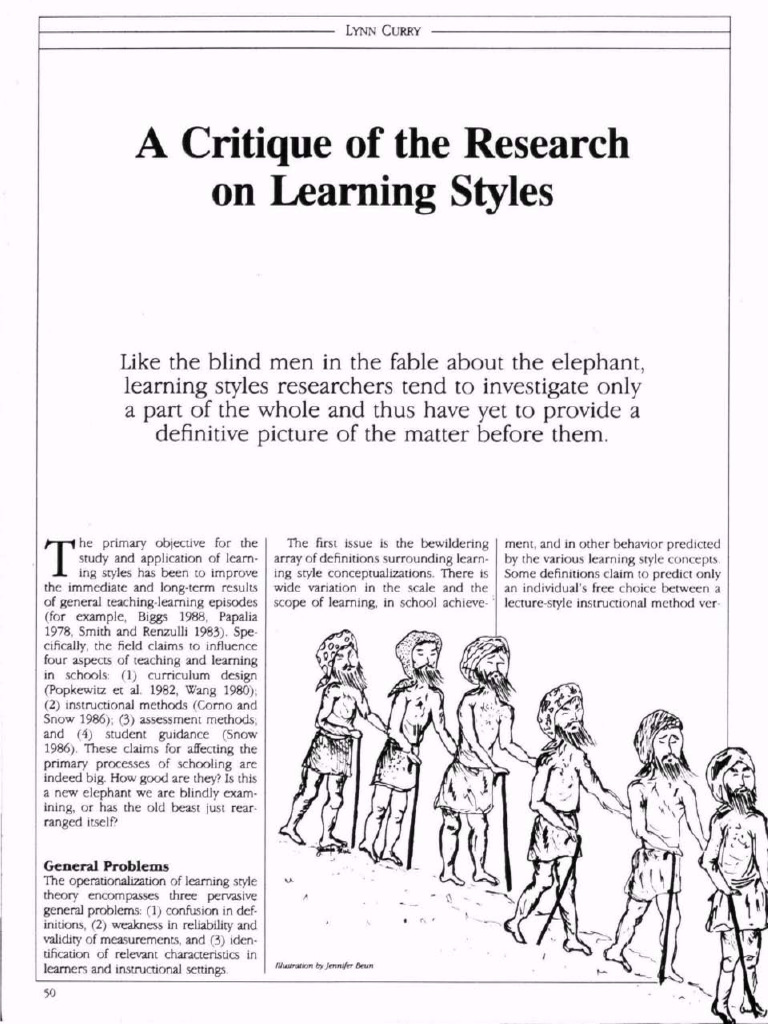 Critique of Learning Styles Research | PDF | Learning Styles | Learning