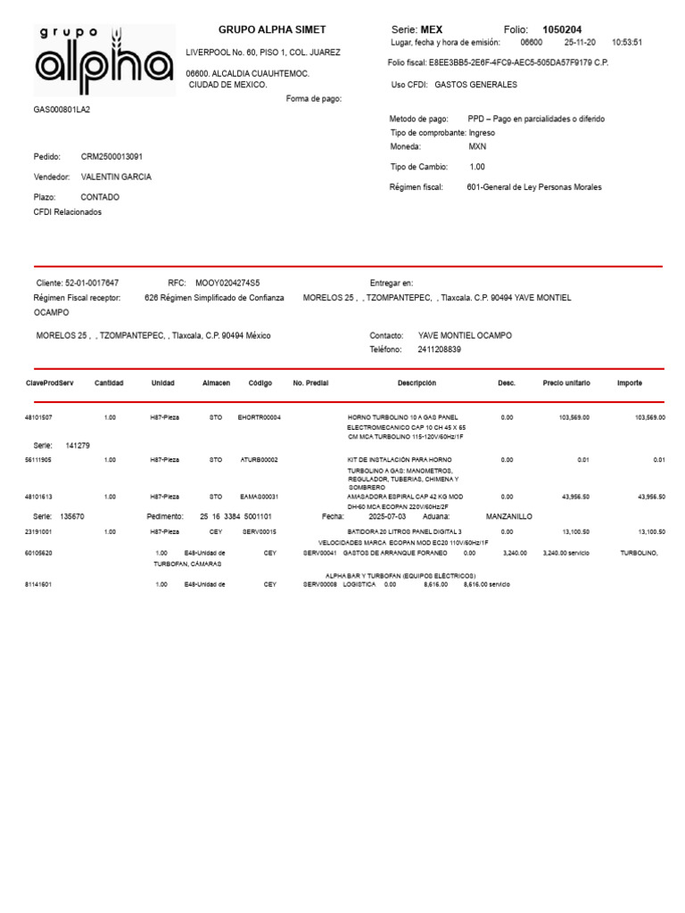 CFDI Ingreso Grupo Alpha Simet | PDF | Cheque | Comercio