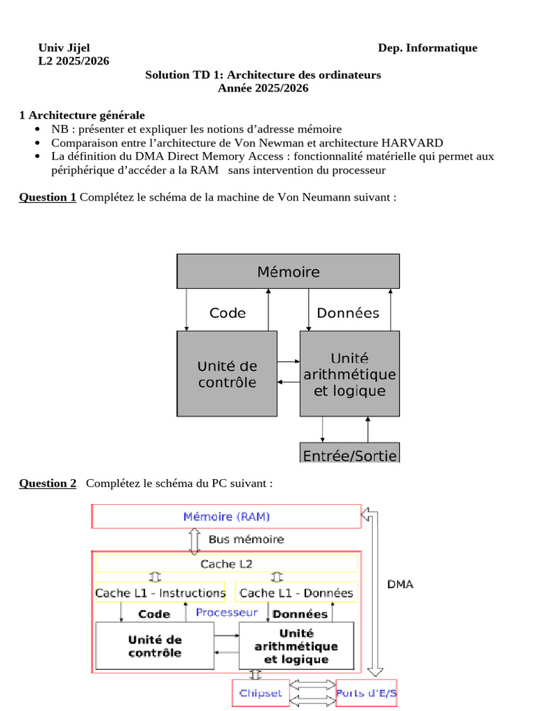 Architecture des ordinateurs : TD 1 | PDF | Matériel informatique ...