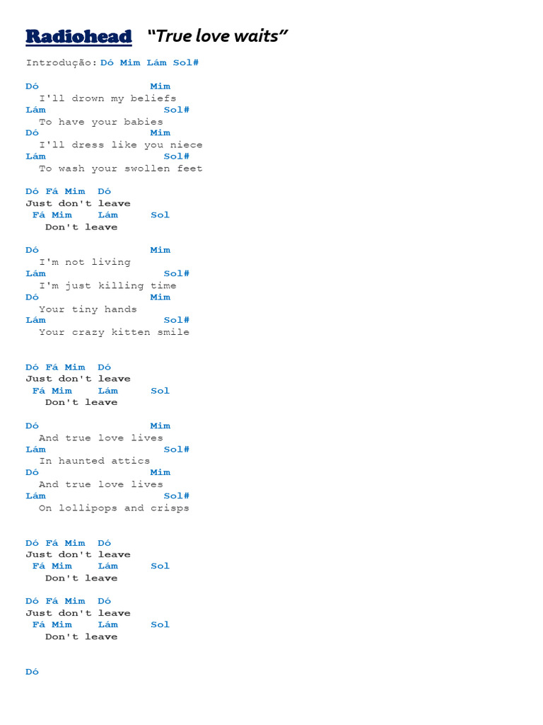 Radiohead - True Love Waits | PDF