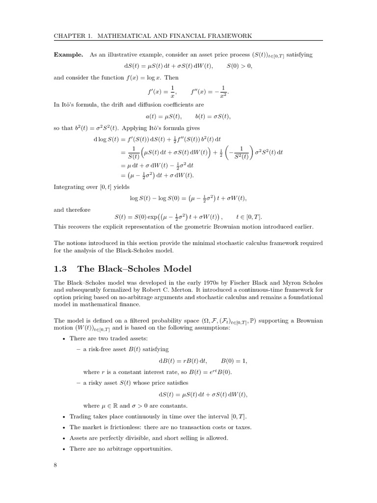Black-Scholes Model and Stochastic Calculus | PDF | Black–Scholes Model ...