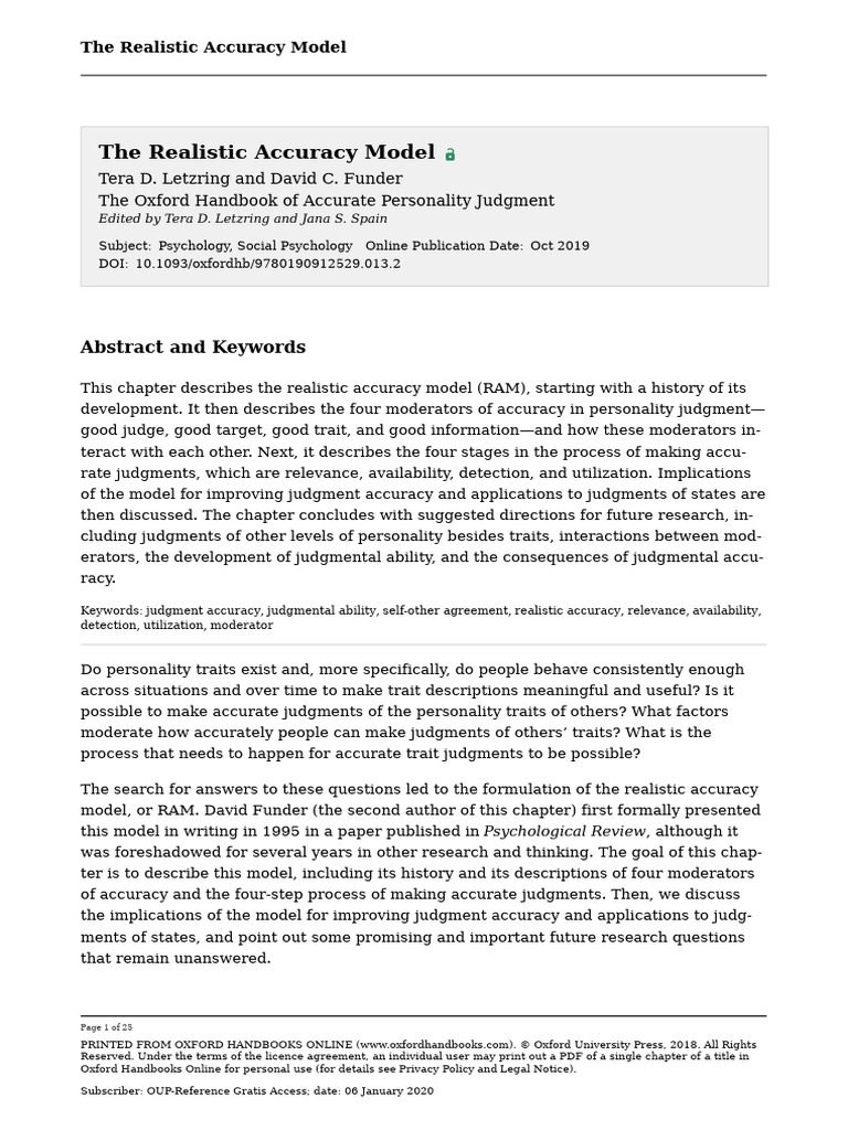 Letzring 2020 Chapter Realistic Accuracy Model | PDF | Extraversion And ...
