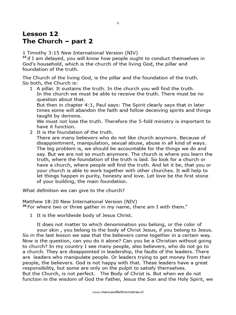 The Church: Pillar of Truth Explained | PDF | Jesus | Acts Of The Apostles