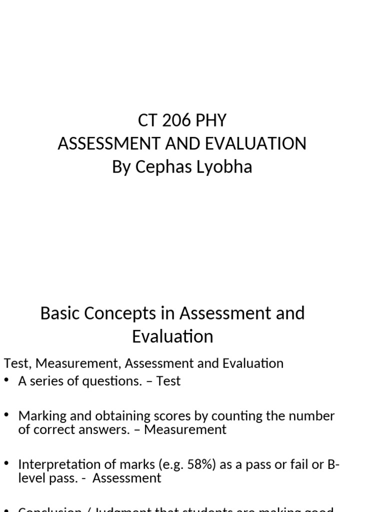 Understanding Assessment and Evaluation Concepts | PDF | Educational ...