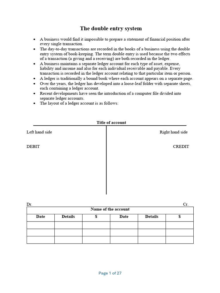 Understanding the Double Entry System | PDF | Debits And Credits ...