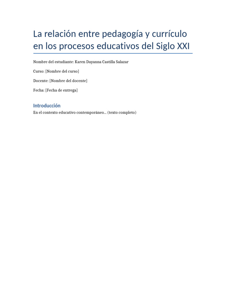 Pedagogía y Currículo en el Siglo XXI | PDF
