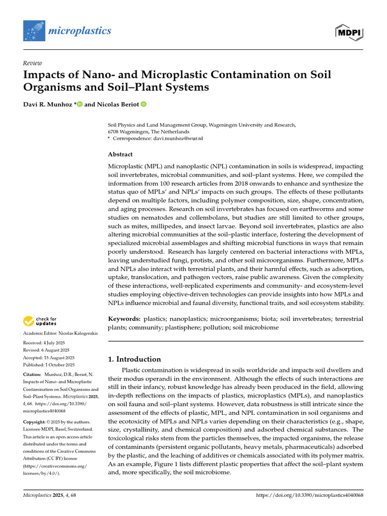 Microplastics' Effects on Soil Ecosystems | PDF | Soil | Microorganism