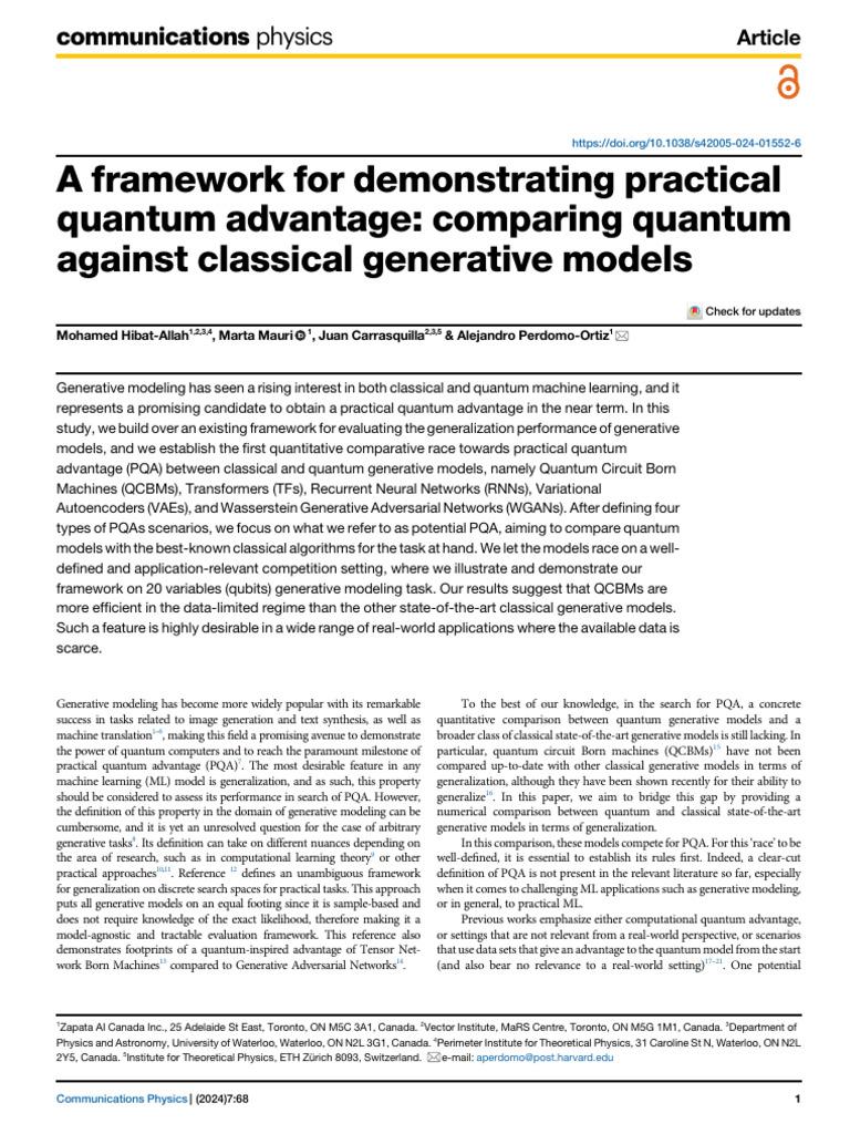 Quantum vs Classical Generative Models | PDF | Quantum Computing ...