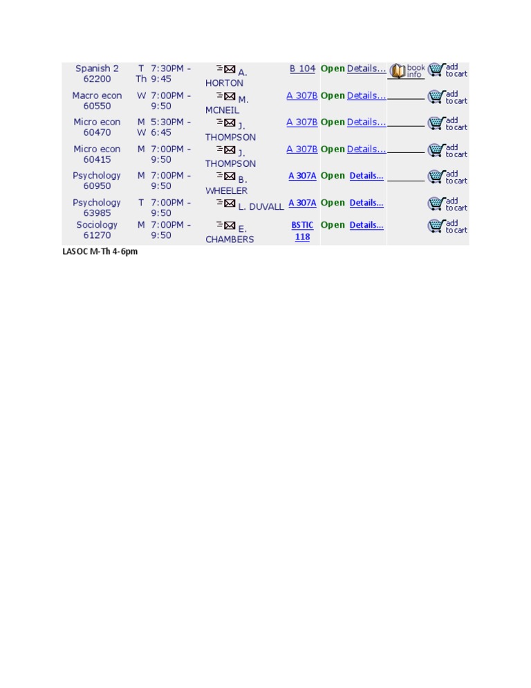 IVC Classes Schedule PDF