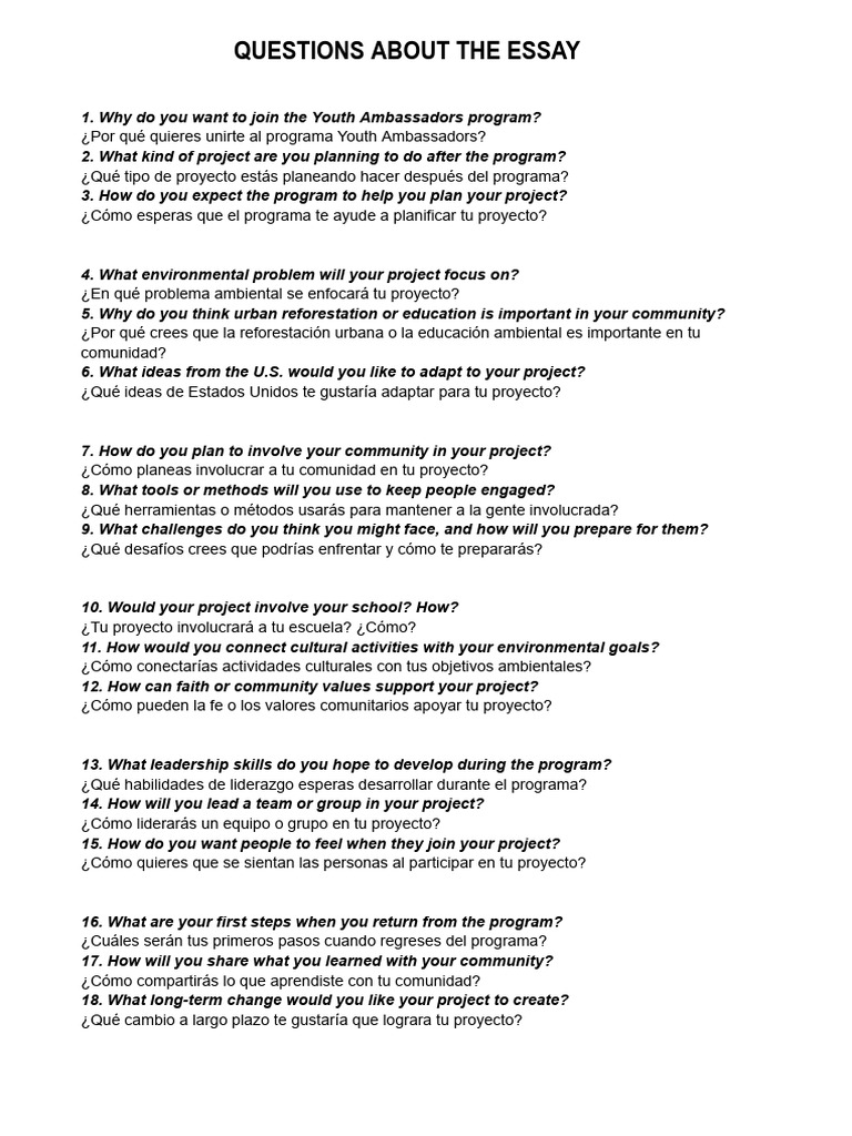 Questions About the Essay | PDF