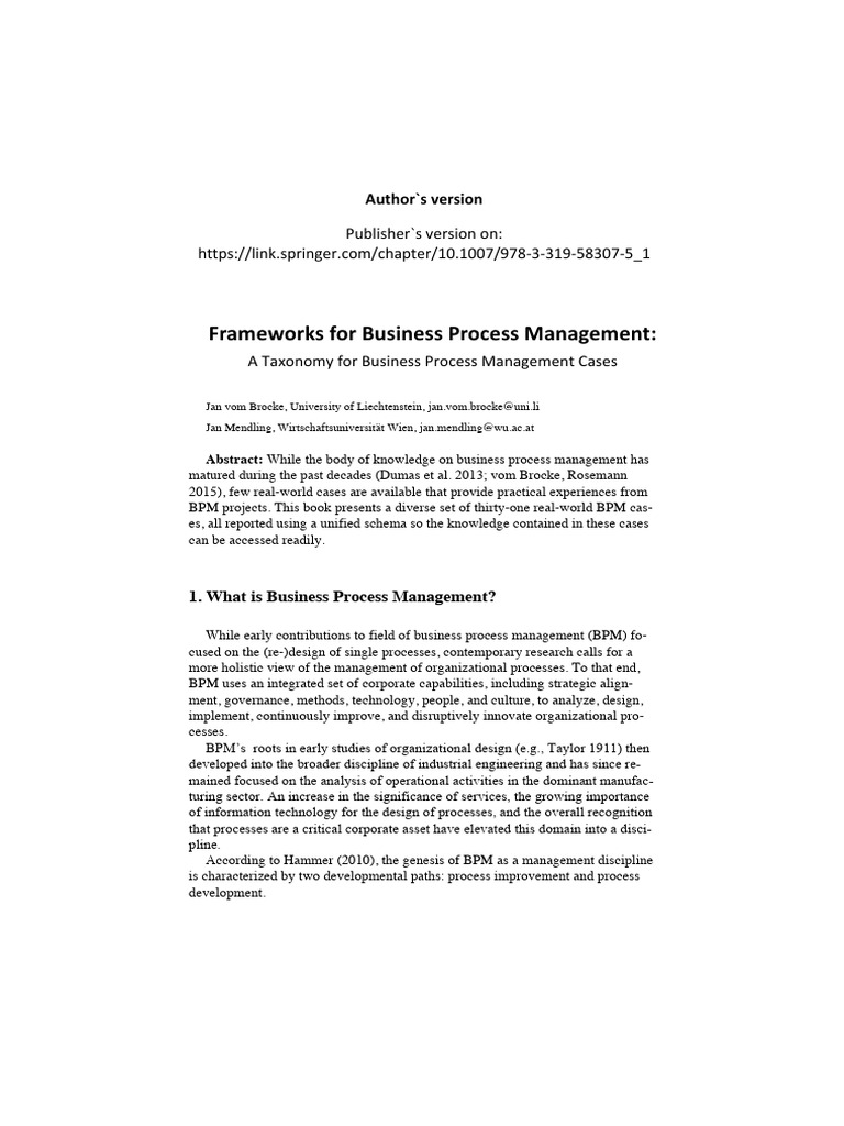 Business Process Management Frameworks | PDF | Business Process ...