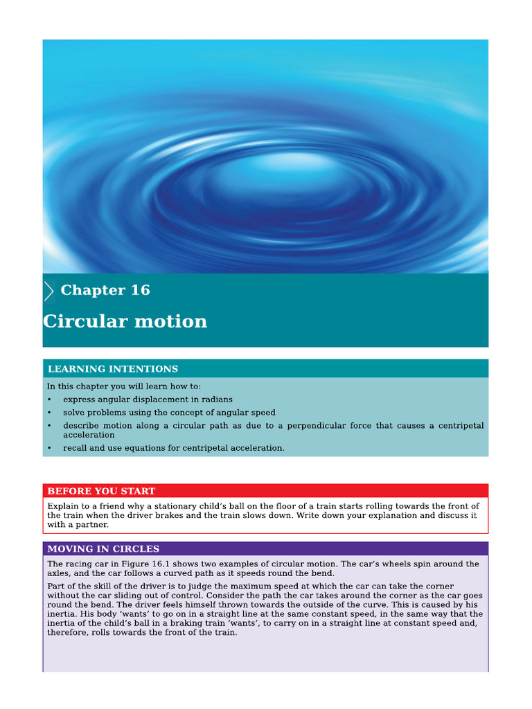 Chapter 16 Circular Motion | PDF