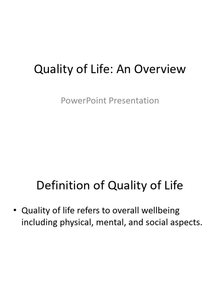 Quality of Life 1 | PDF