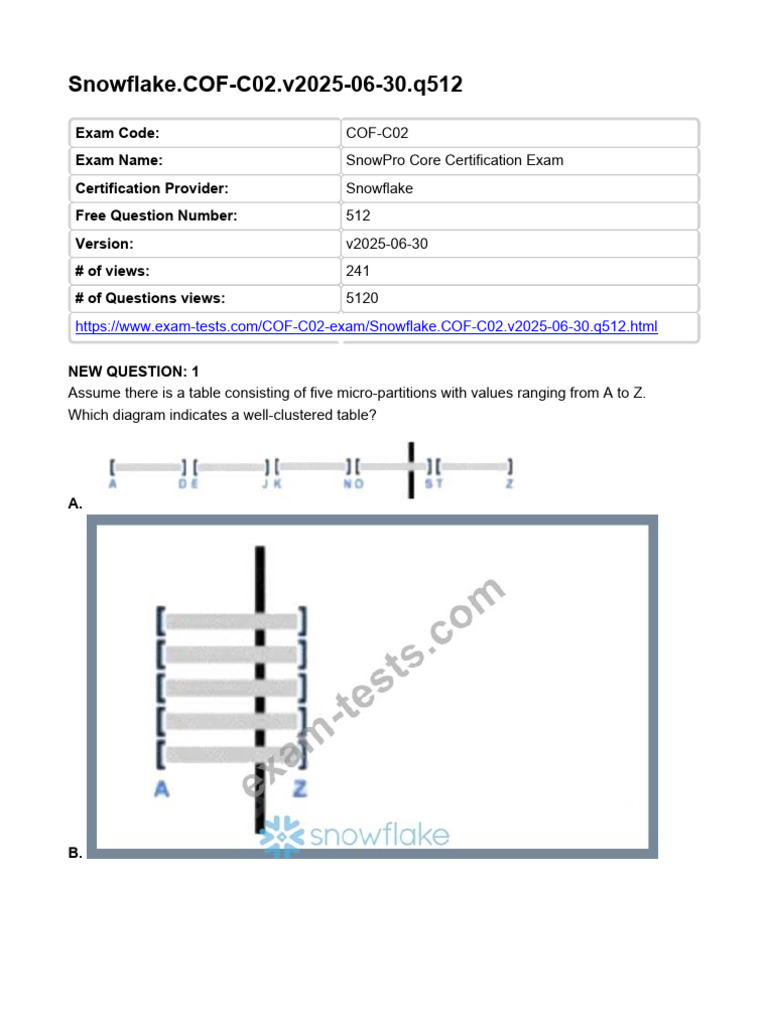 SnowPro Core Certification Exam COF-C02 Guide | PDF | Databases | Sql