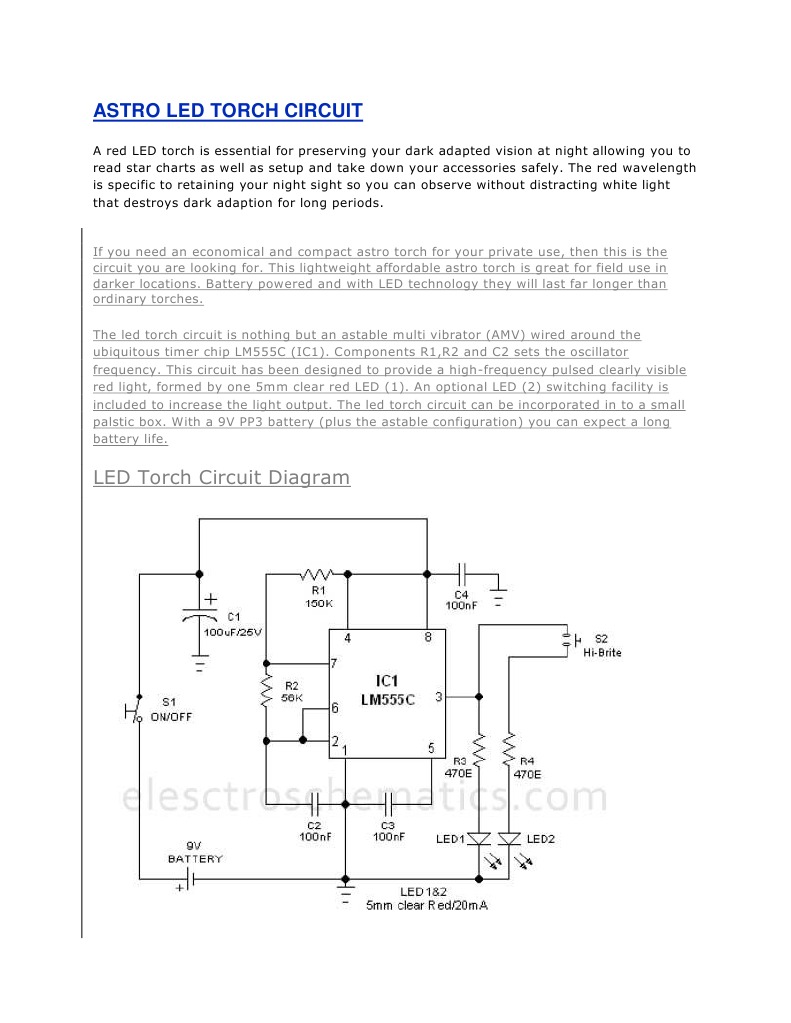 Astro LED Torch Circuit Diagram | PDF