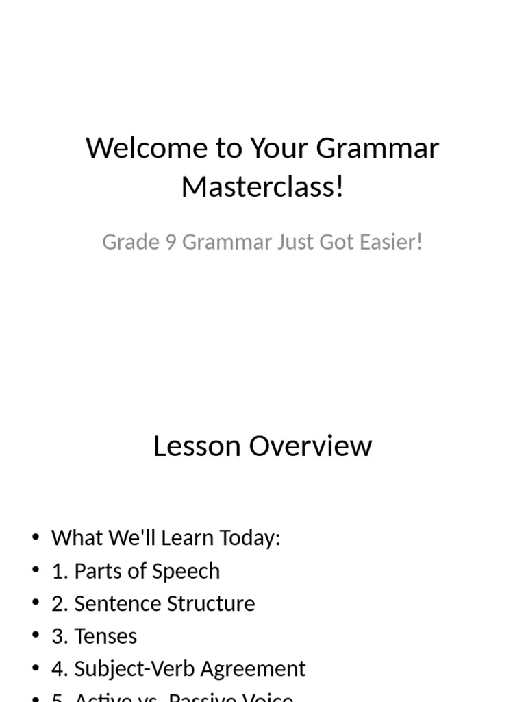 Grade 9 Grammar Masterclass Guide | PDF | Verb | Adverb