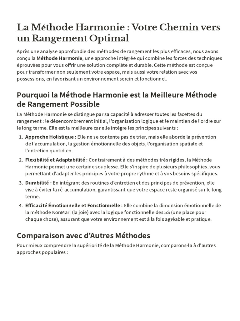 Méthode Harmonie : Rangement Optimal Simplifié | PDF