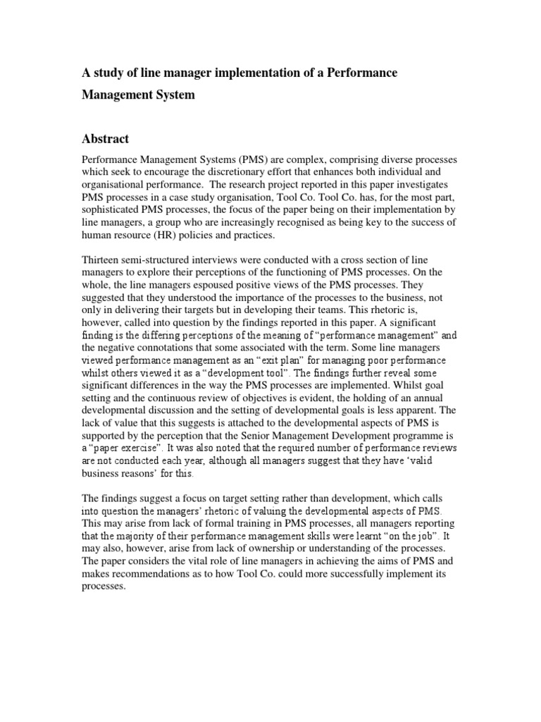 Line Managers and Performance Management | PDF