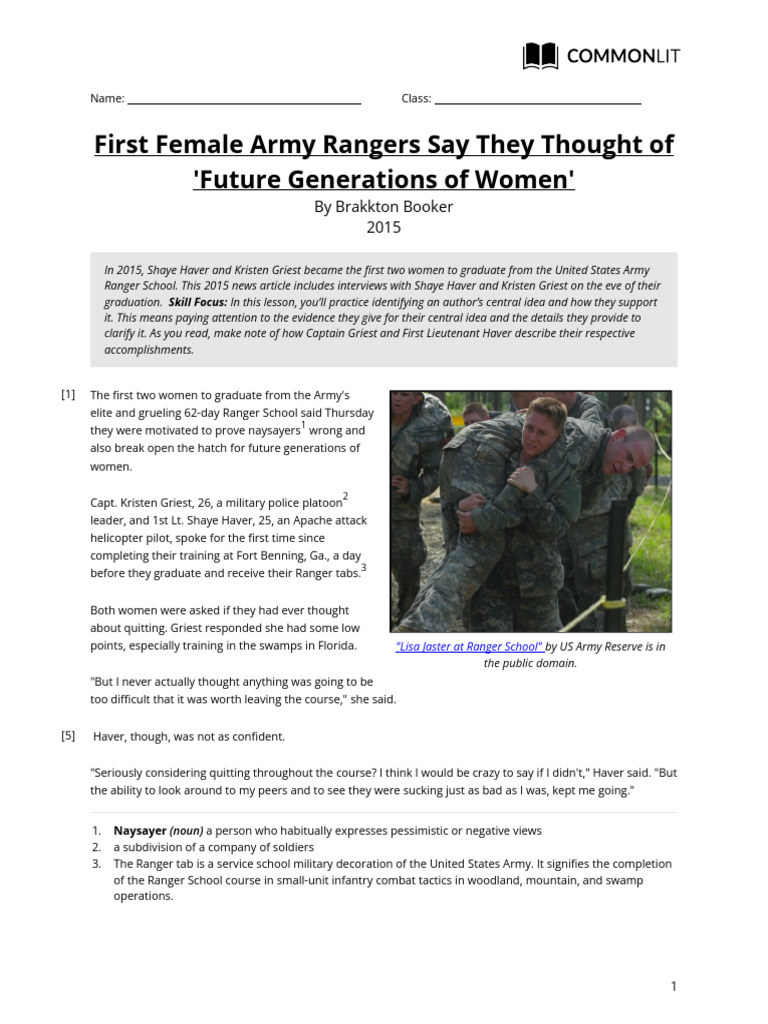 First Women Graduates of Ranger School | PDF | Military | Military ...