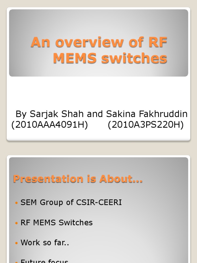 Overview of RF MEMS Switches | PDF | Capacitor | Switch