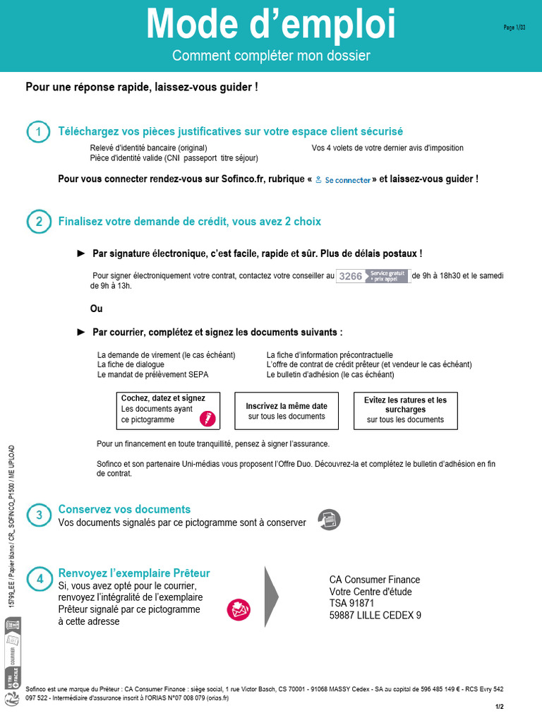 Guide pour compléter votre dossier Sofinco | PDF | Crédit | Finance et ...