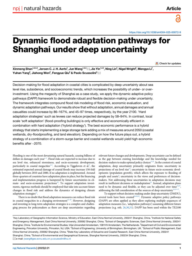 Dynamic Flood Adaptation in Shanghai | PDF | Net Present Value | Flood