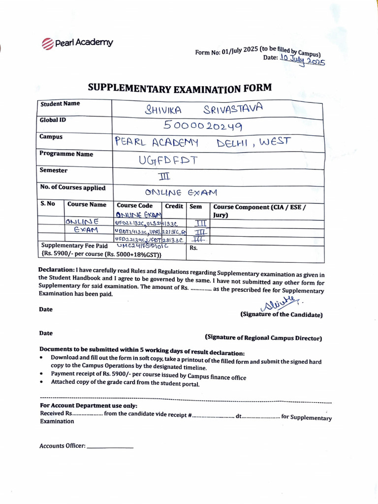 Sem 3 form | PDF | Payments
