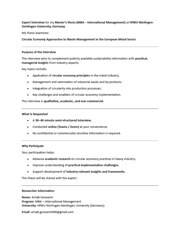 Expert Interview for My Master | PDF