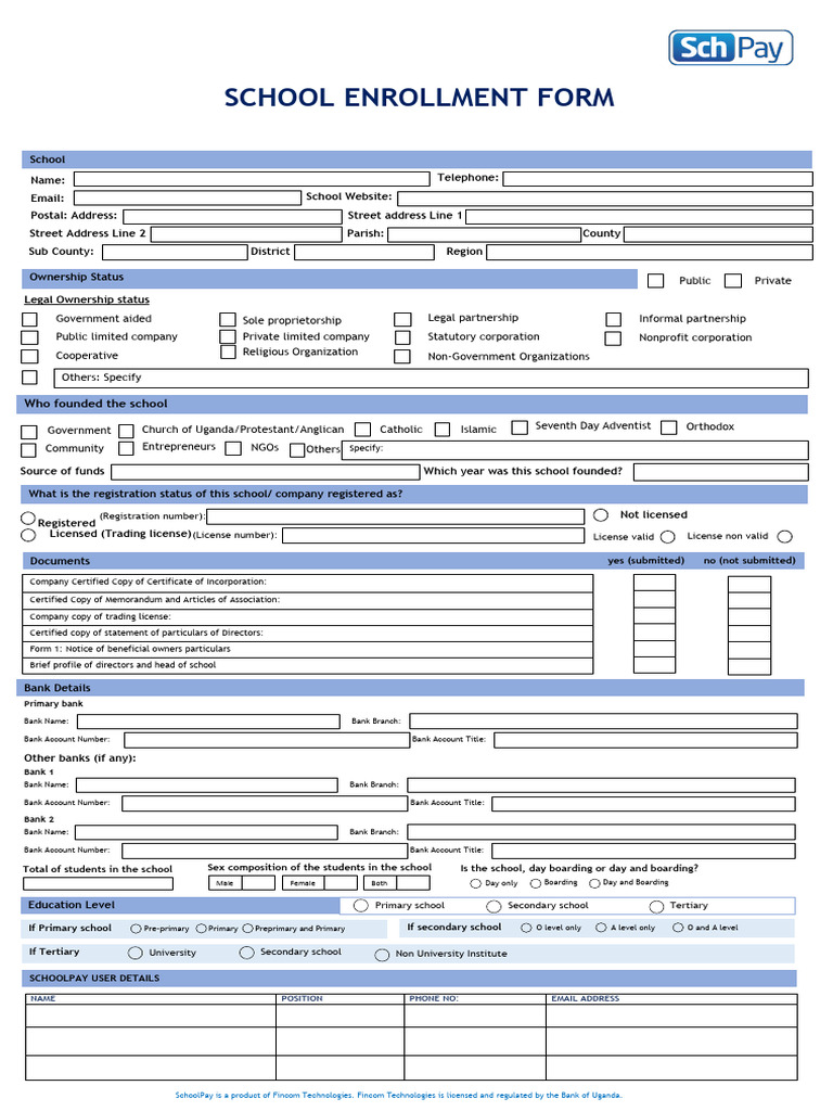 School Enrollment Form Template | PDF | Legal Liability | Fee