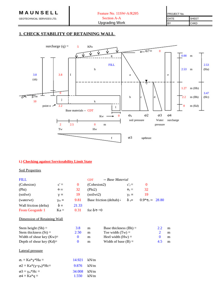 Retaining Wall Stability Assessment | PDF | Physical Phenomena ...