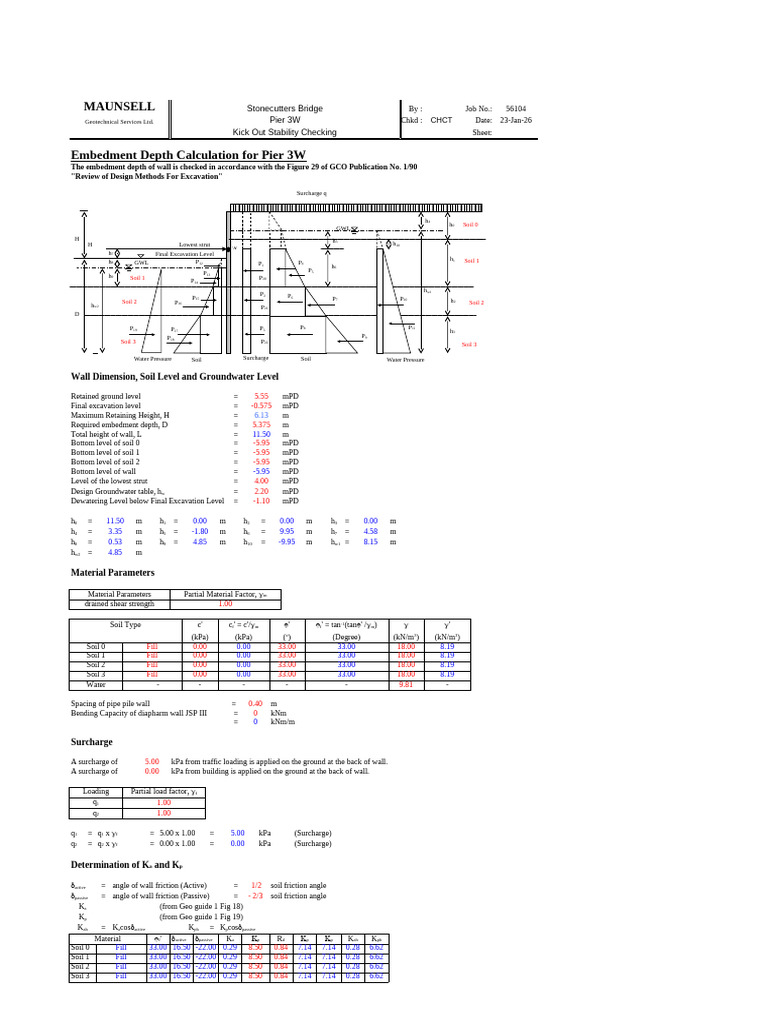 Embedment Depth Analysis for Pier 3W | PDF | Civil Engineering | Soil