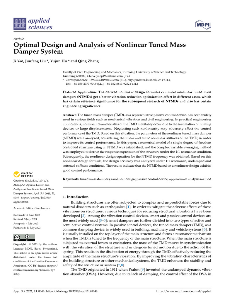 Nonlinear Tuned Mass Damper Design | PDF | Resonance | Nonlinear System