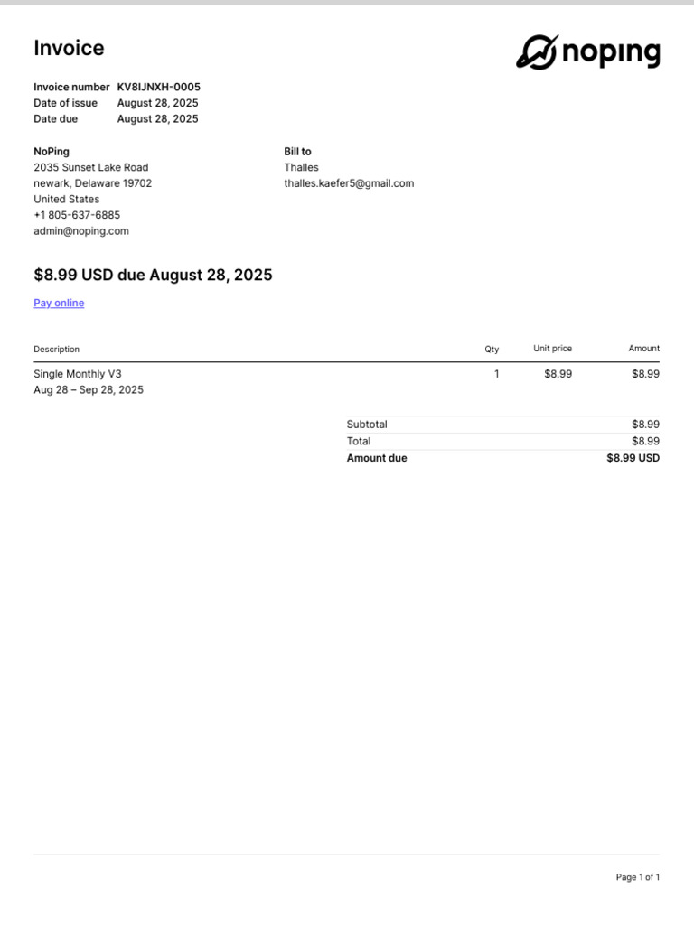 Invoice KV8IJNXH-0005 for $8.99 | PDF
