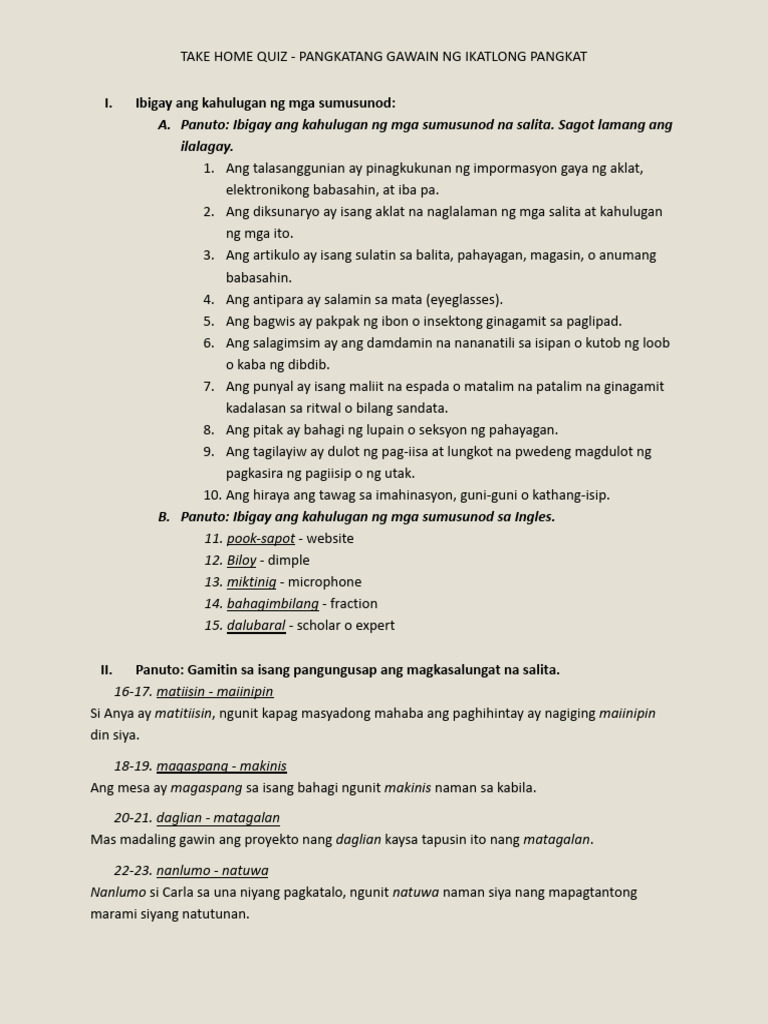 Filipino Pagsusulit | PDF