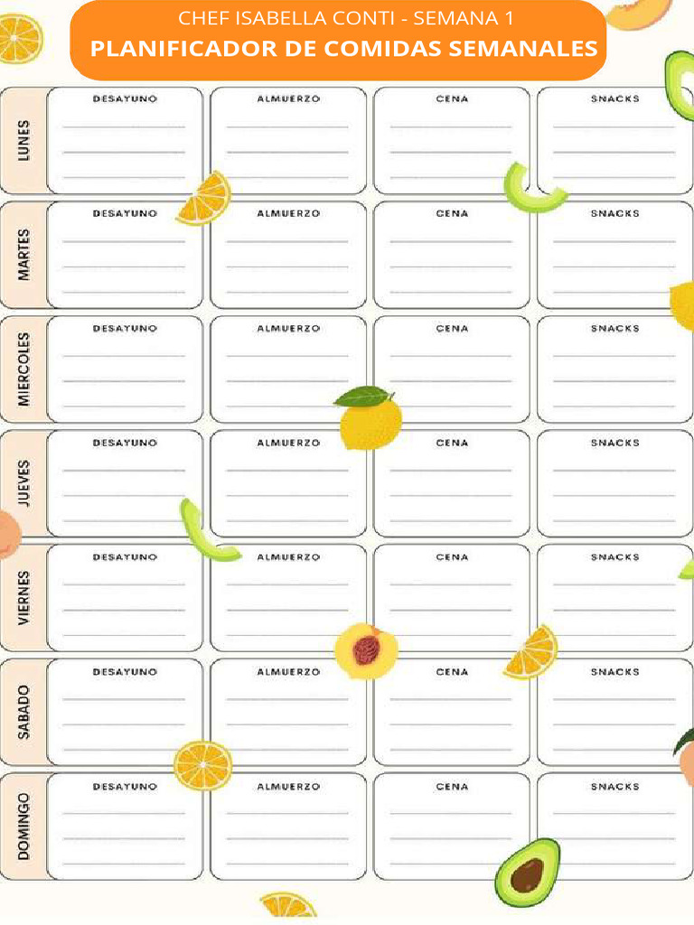 Planificador de Comidas Saludables - Chef Isabella Conti | PDF