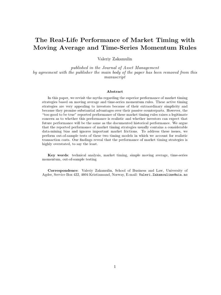 Market Timing Strategies: Performance Myths | PDF | Technical Analysis ...