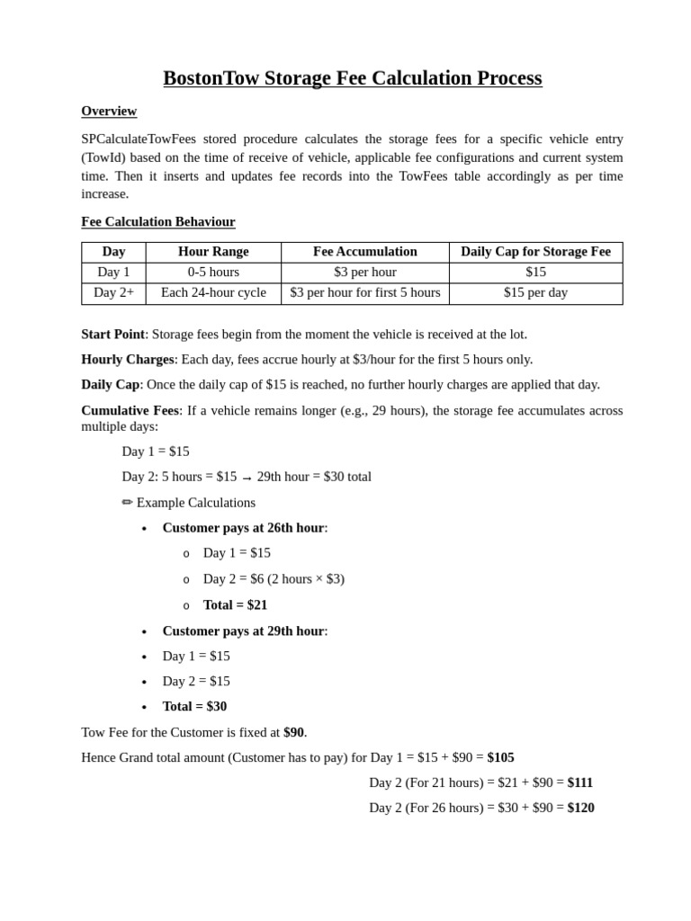 BostonTow Vehicle Storage Fee Guide | PDF