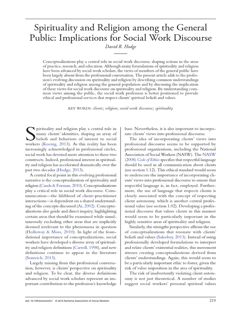 Public Views on Spirituality in Social Work | PDF | Spirituality | God