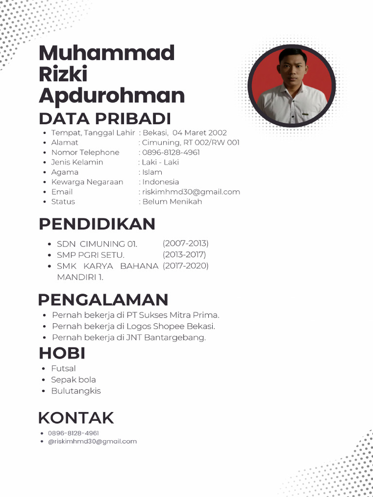 CV Muhammad Rizki Apdurohman | PDF