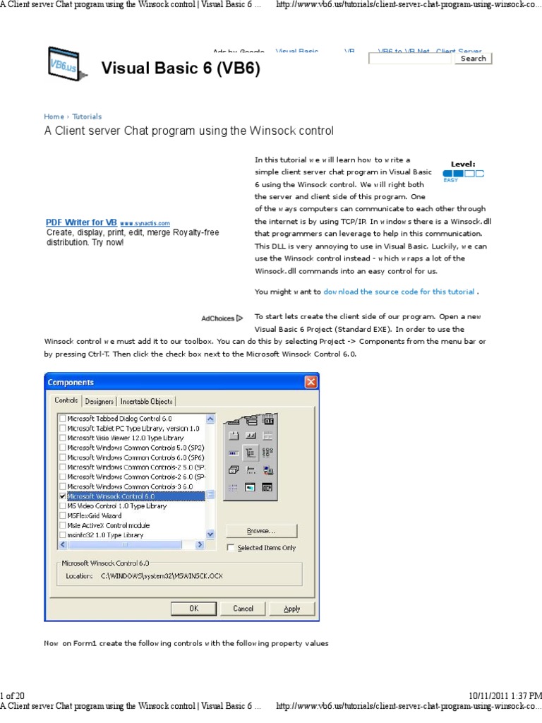 A Client Server Chat Program Using The Winsock Control Visual Basic 6