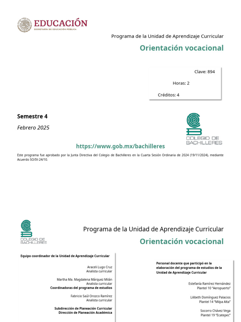 Programa de Orientación Vocacional 2025 | PDF | Plan de estudios ...