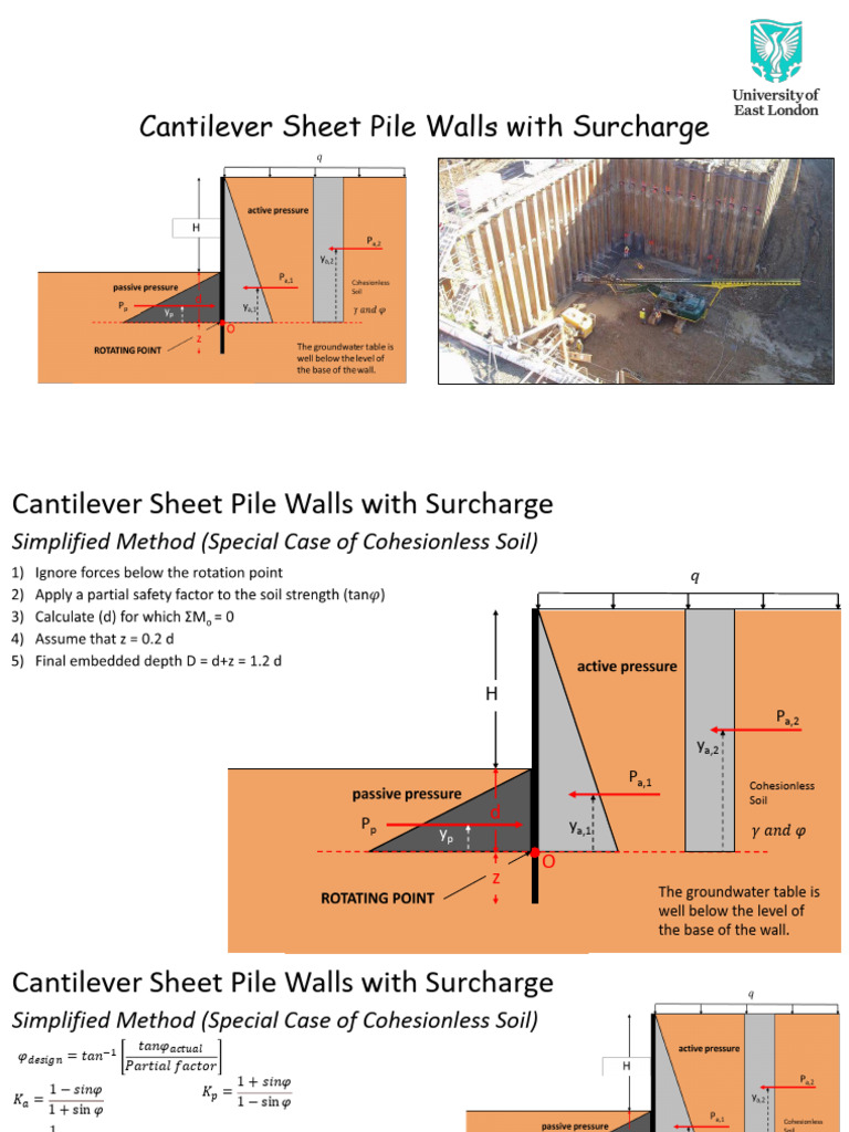 Cantilever Sheet Pile Walls Design Guide | PDF | Civil Engineering ...