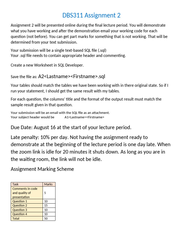 Assignment 2 DBS311 Su 23 VER 2 - Tagged | PDF