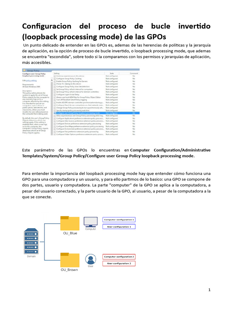 Configuración de Loopback en GPOs | PDF | Informática | Ciencias de la ...