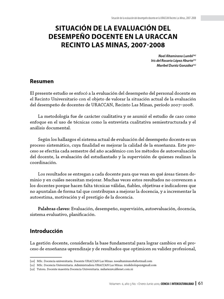 Evaluación del Desempeño Docente URACCAN | PDF | Evaluación | Maestros