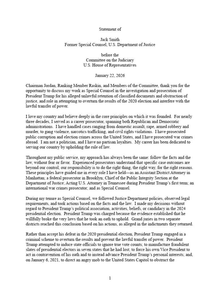 Smith Testimony | PDF | Prosecutor | Donald Trump