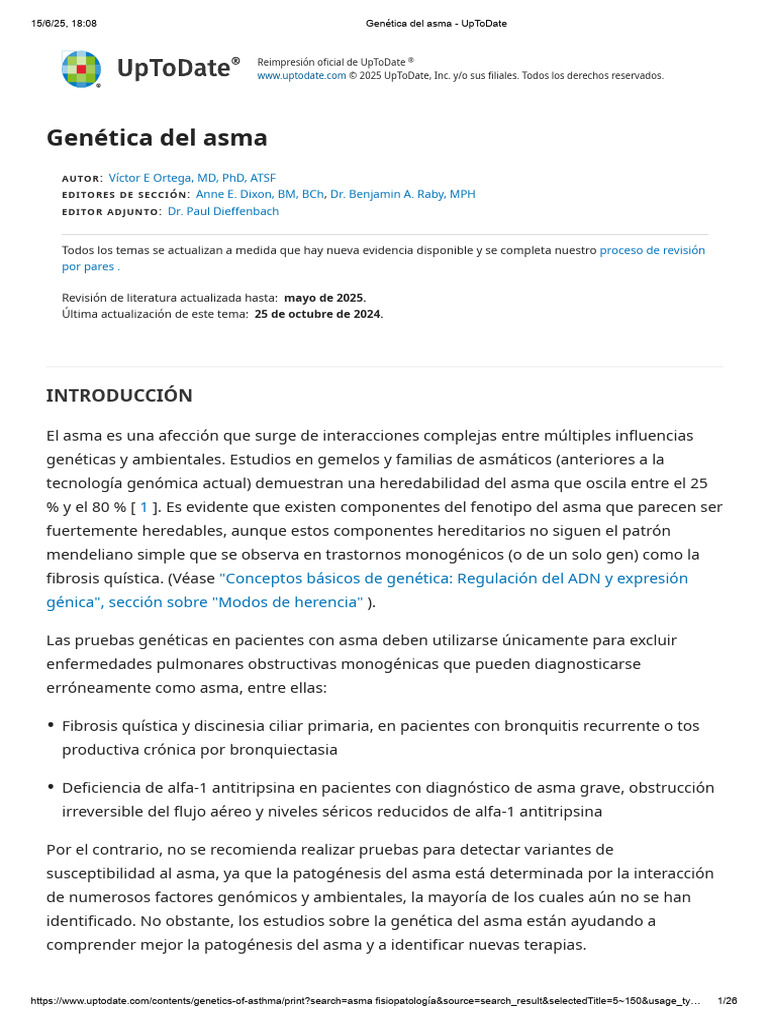 Genética del Asma: Factores y Desafíos | PDF | Estudio de asociación de ...
