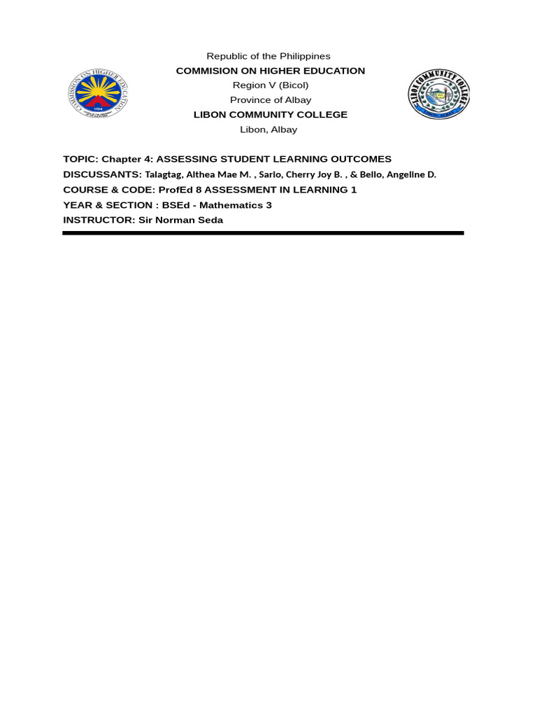 Assessing Student Learning Outcomes | PDF | Educational Assessment ...