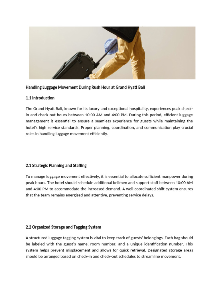 Handling Luggage Movement During Rush Hour at Grand Hyatt Ba | PDF